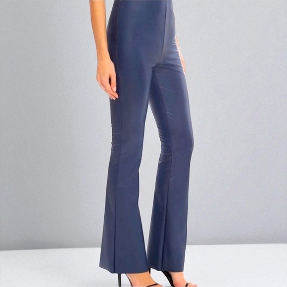 Bagatelle Collection Faux Leather Wide Leg Pants Midnight Blue Vegan L - Picture 11 of 11